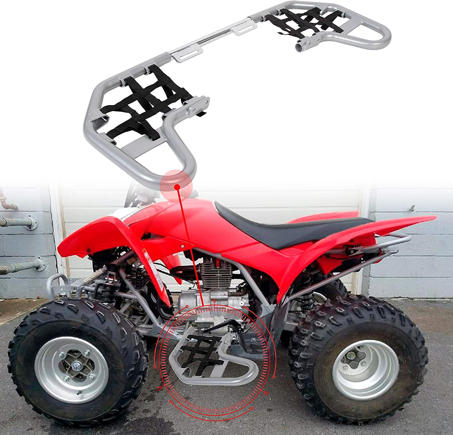 Nerf Bars Footpegs Silver w/ Blk Nets Aluminum LH RH Pair for Honda TRX 250EX 250X 2001-2016 2014