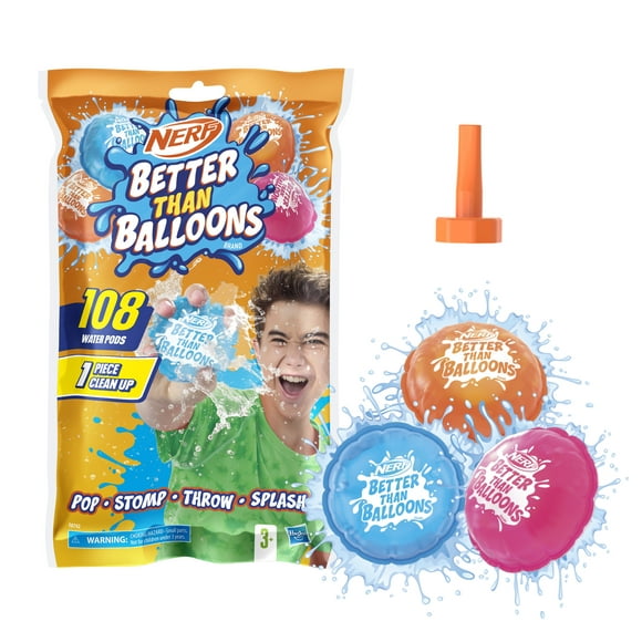Nerf Better Than Balloons Brand Water Toys, 108 Pods, Easy 1 Piece Clean Up, Ages 3+