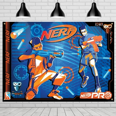 Nerf Birthday Backdrop - Nerf Party Supplies