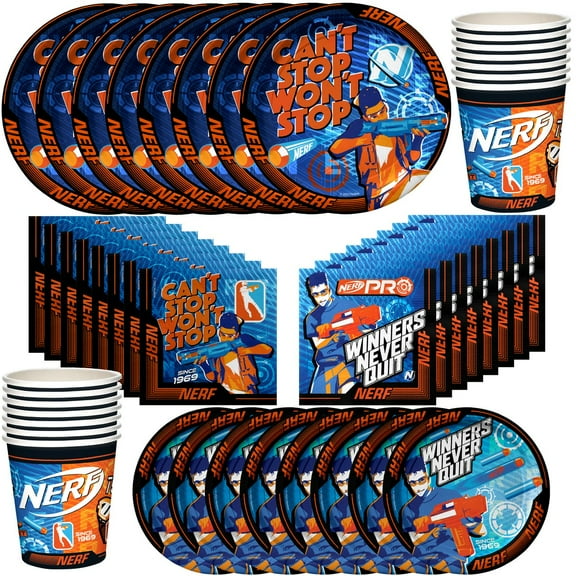 Nerf Birthday Party Supplies Tableware Classic Set for 24 Guests