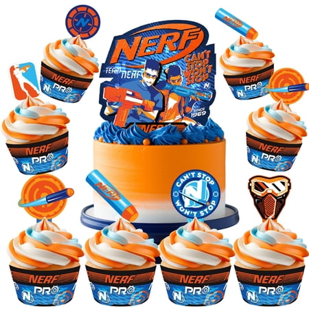 Nerf Cake Topper & Nerf Cupcake Toppers Kit