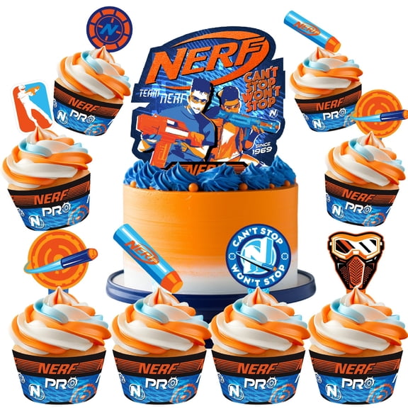 Nerf Cake Topper & Nerf Cupcake Toppers Kit