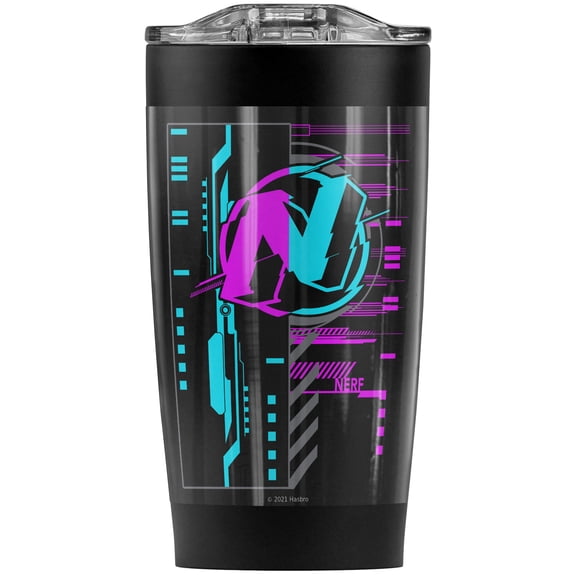 Nerf/Cyber Stainless Steel Tumbler 20 oz Coffee Travel Mug/Cup, Vacuum Insulated & Double Wall with Leakproof Sliding Lid | Great for Hot Drinks and Cold Beverages