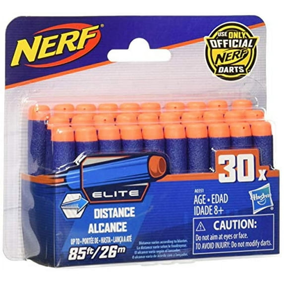 Nerf Darts 30 Pack Refill For Elite Blasters -- Official N-Strike Elite Darts -- For Kids, Teens, Adults , Blue Foam