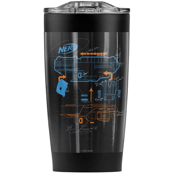 Nerf/Deconstructed Nerf Gun Stainless Steel Tumbler 20 oz Coffee Travel Mug/Cup, Vacuum Insulated & Double Wall with Leakproof Sliding Lid | Great for Hot Drinks and Cold Beverages