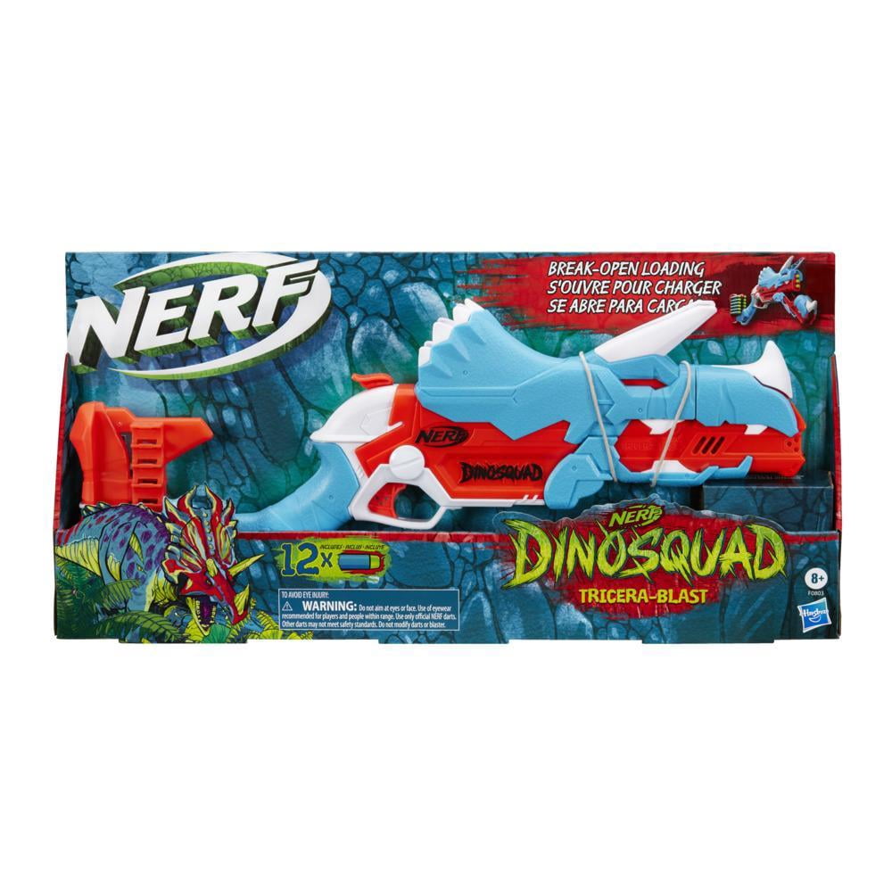 NERF ディアトロン ホワイト10連 2ディスク同時発射 & ディスク10枚付 Nerf DinoSquad Tricera Dart Blaster, 12 Darts, Kids Outdoor Toy