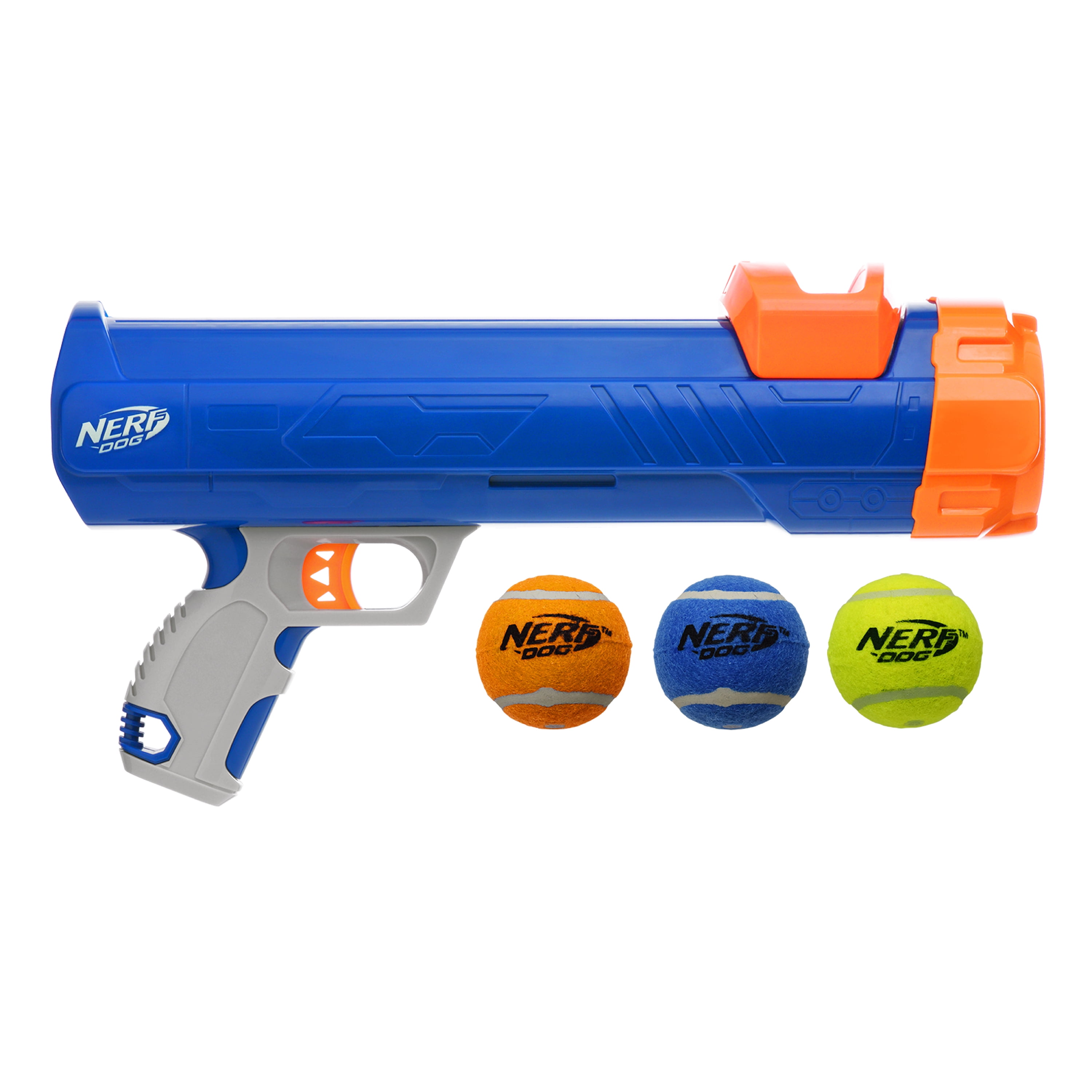Nerf Dog Tennis Ball Blaster Dog Toy with 3 Balls, 12 inches