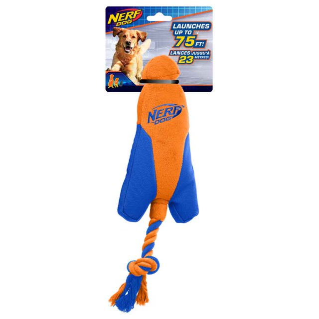 Nerf Dog 14in Ultraplush Trackshot Arrowhead Launcher Dog Toy Blue