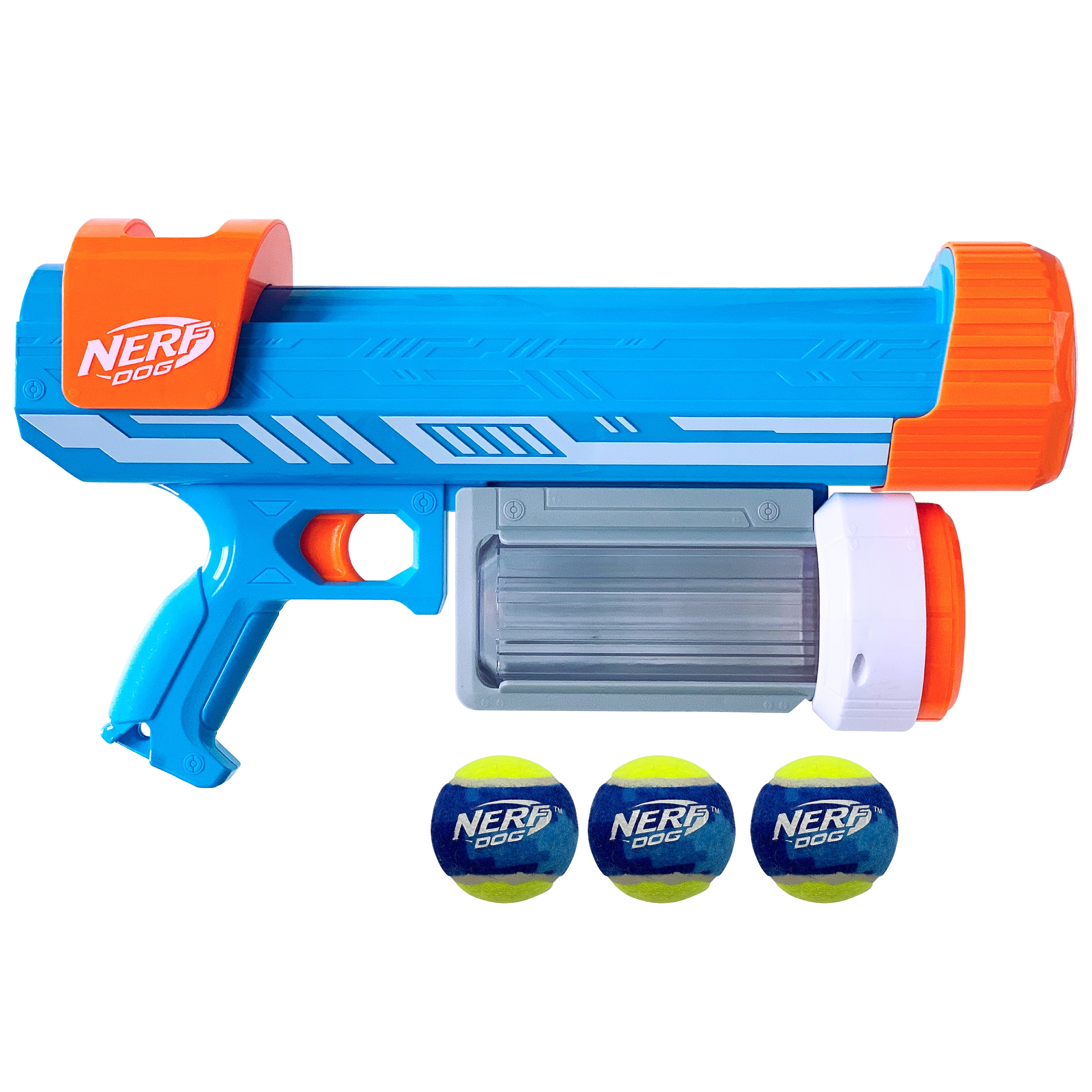 Nerf Dog 18 inch Distance Blaster Ball Launcher with Canister and