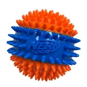 Nerf Dog Squeaky Dental Spike Ball Dog Toy, Orange/Blue, 2.7 inch