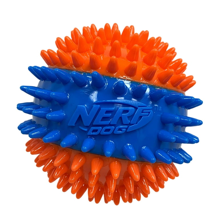 2WAY SPIKY Re:BORN 135g、165g SPY-V 180g Nerf Dog Squeaky Dental Spike Ball Dog Toy, Orange/Blue, 2.7 inch