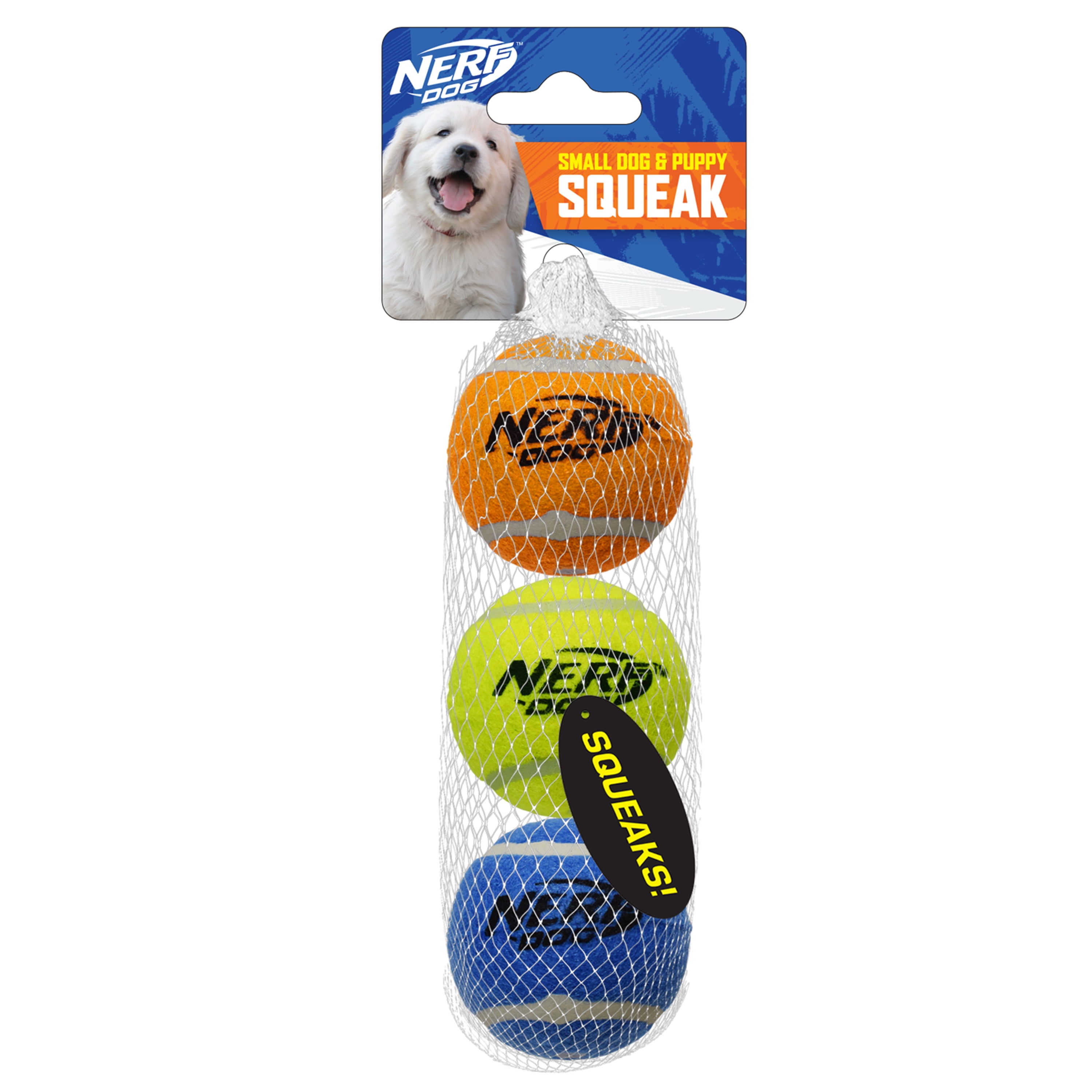 Nerf 16 Blaster With 2.5 Non-squeak Tennis Ball Dog Toy - 3pk