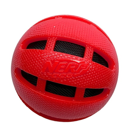 Nerf Dog Checker Crinkle & Squeak Ball, Red, 3.8 inch