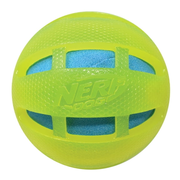 Nerf Dog TPR Glow Checker Squeak and Crunch Ball Dog Toy, 3.8 inch