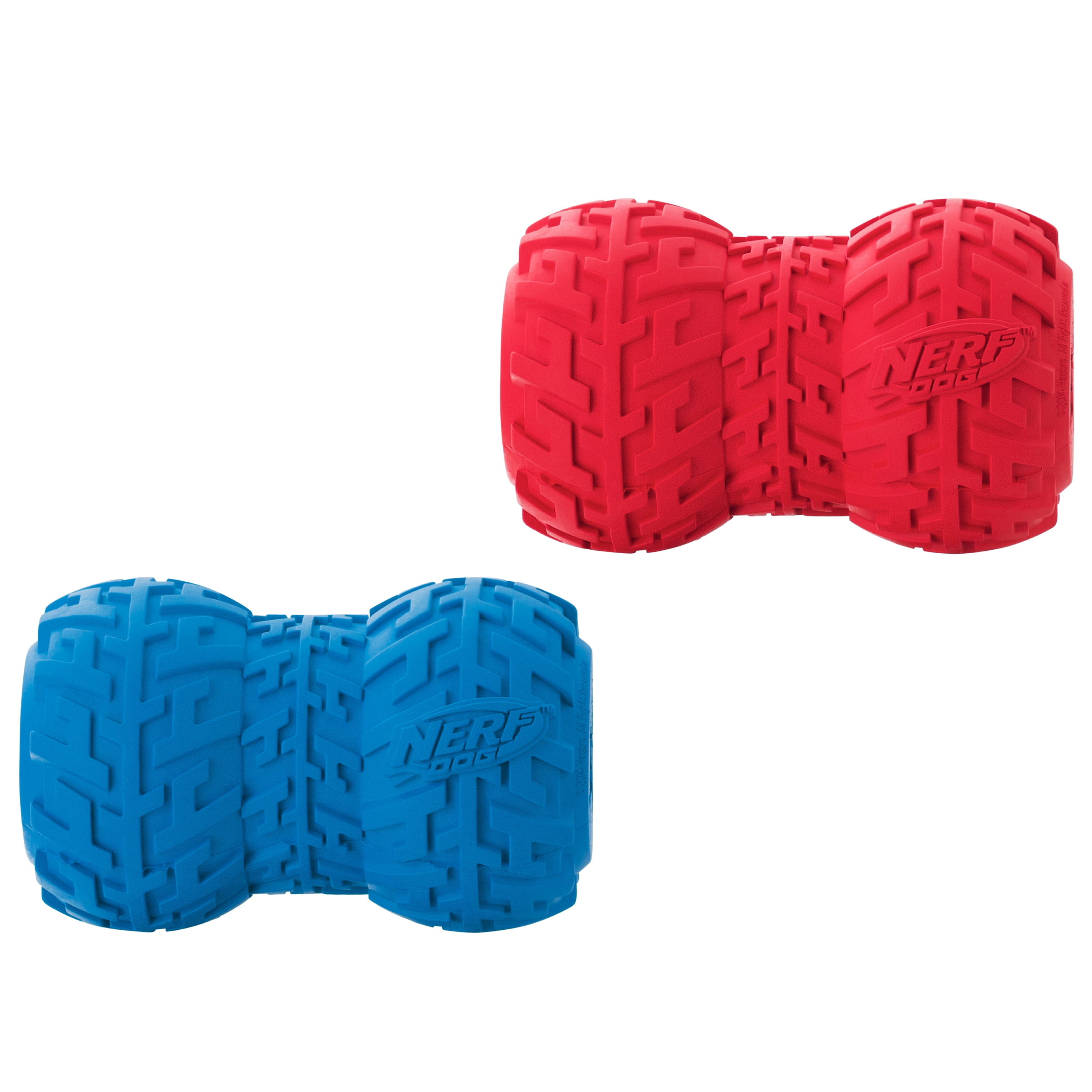 Nerf Dog Rubber Tire Dog Treat Feeder, 4 inch, 2 Pack