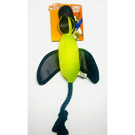 Nerf Dog Crinkle & Squeak Rope Duck, Neon Yellow