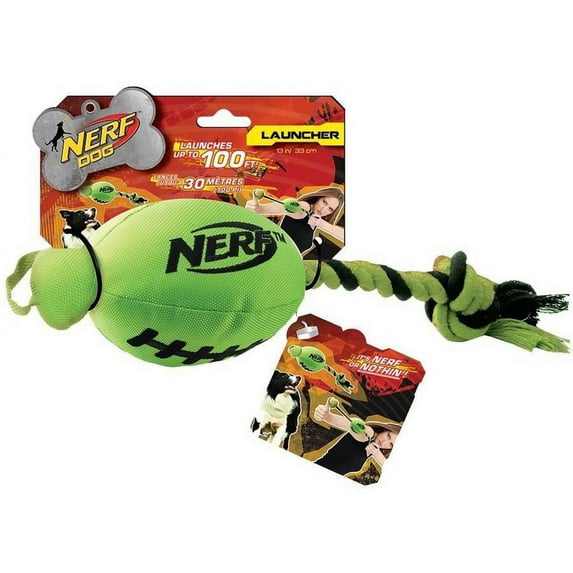 Nerf Dog Football Fling Slinger, Green/Black