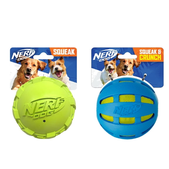 Nerf Dog Large Squeak or Crunch Ball Toy - Perfect for Medium and Large Dogs (Assorted)