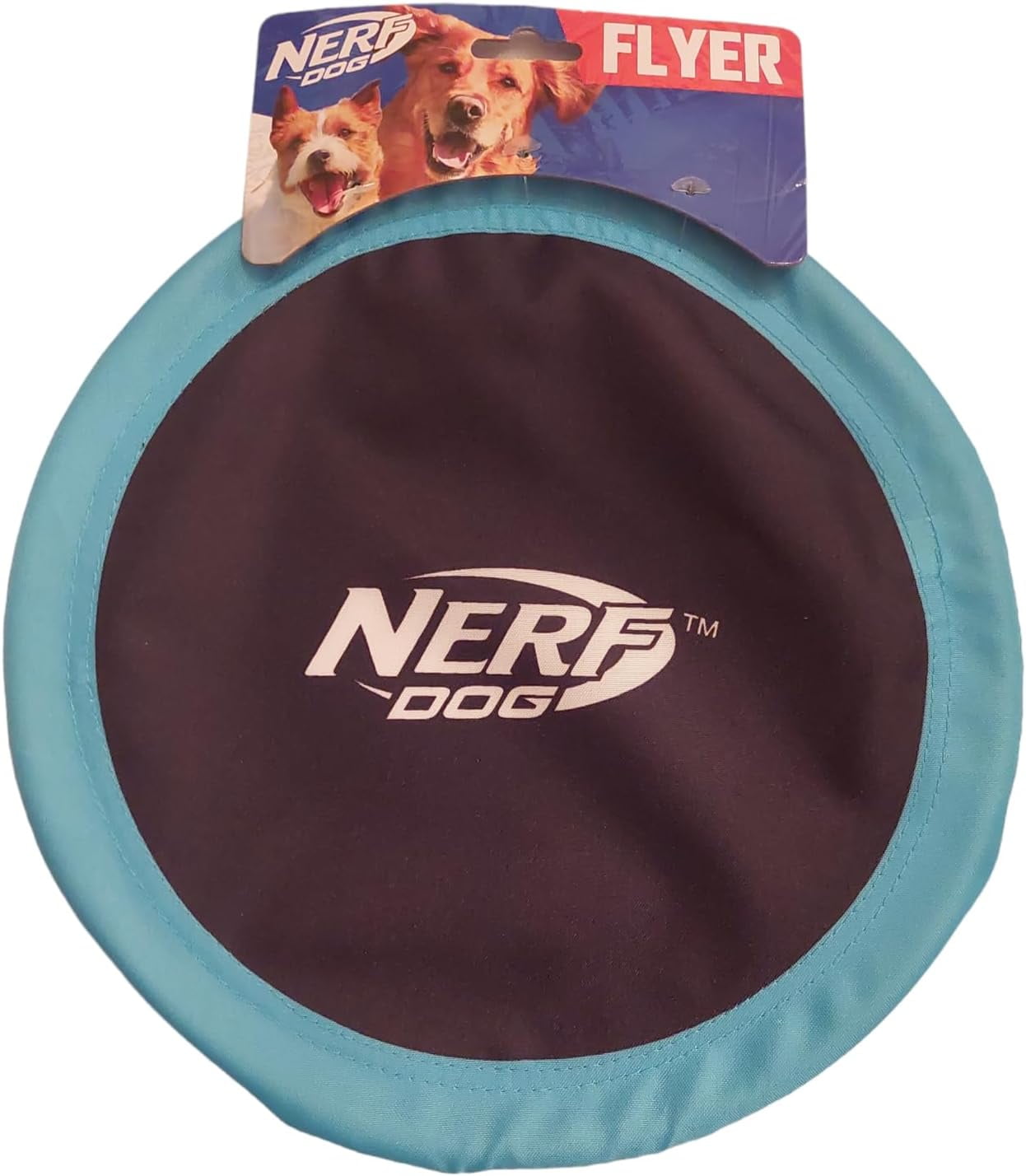 Nerf Dog Nylon Flyer Dog Toy Flying Disc Lightweight Durable and Water Resistant Great for Beach and Pool 10 inch Diameter for Medium Large Breeds Sky Blue and Black Walmart
