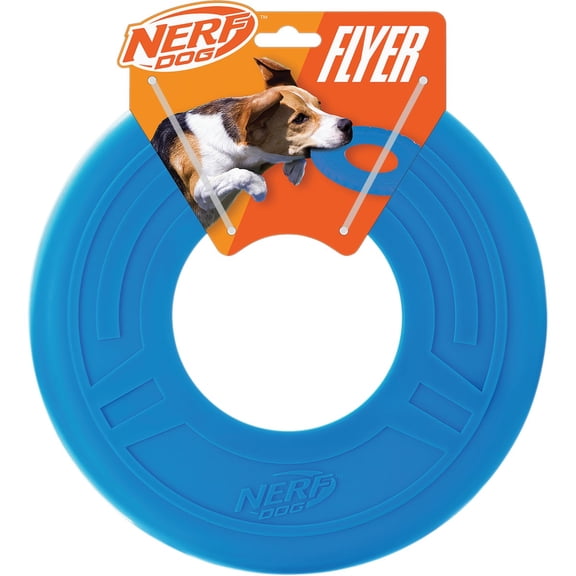Nerf Dog Rubber Tire Flyer Dog Toy - Lightweight, Durable, Floats - Single Piece, Blue