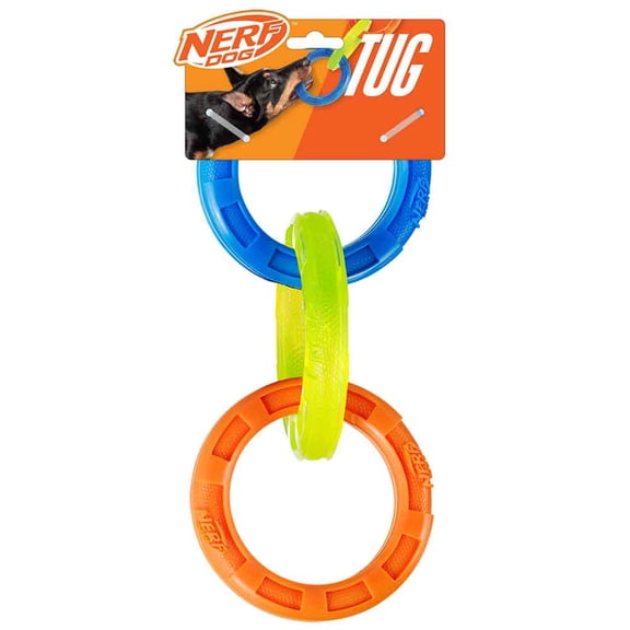 Nerf Dog TPR 3-Ring Tug Dog Toy, 11.5 inch