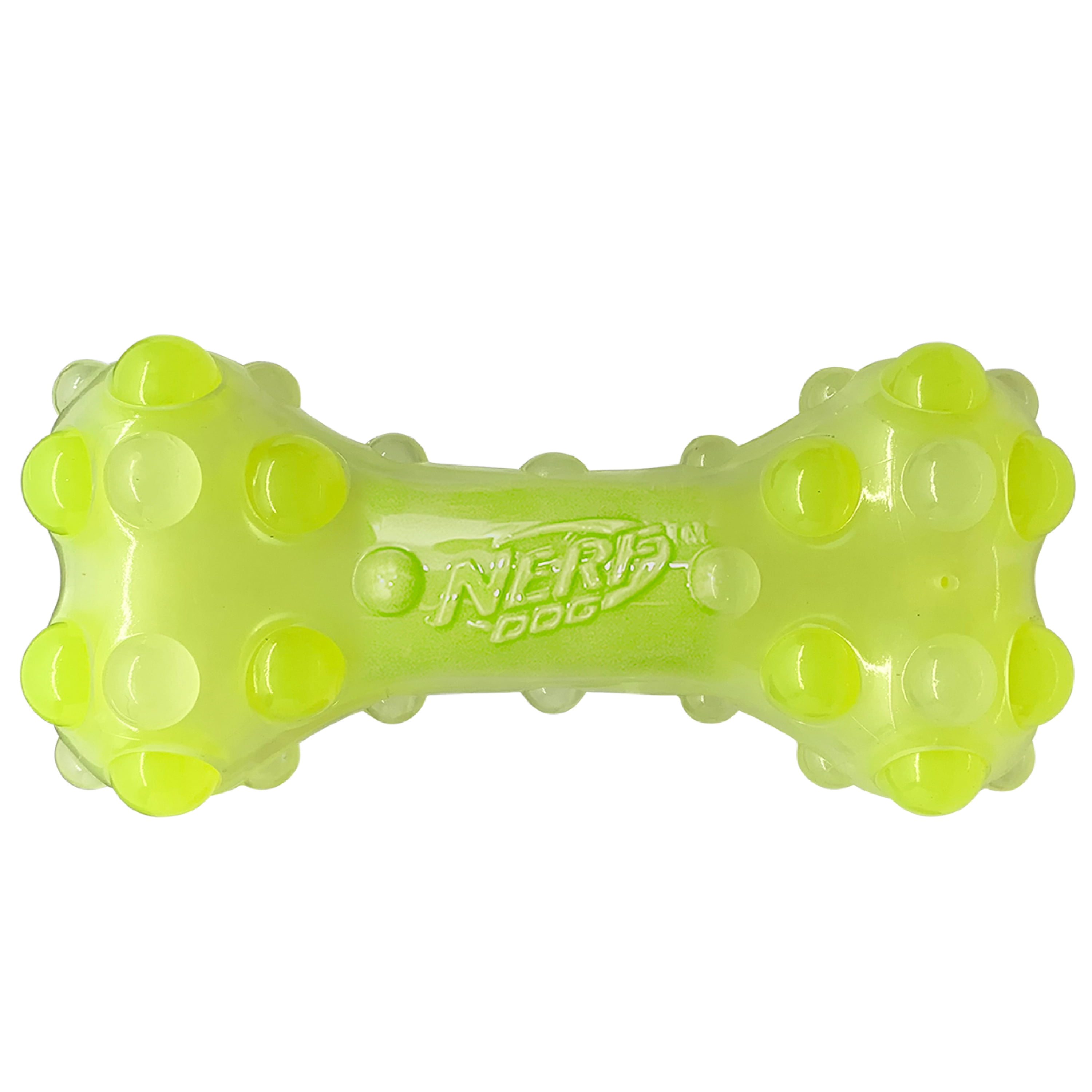 Nerf Dog TPR Squeak Glow Bubble Bone, 7 inch