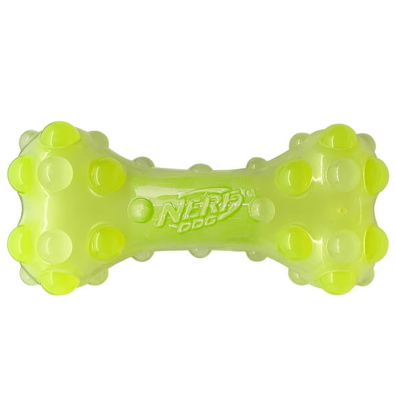 Nerf Dog TPR Squeak Glow Bubble Bone, 7 inch