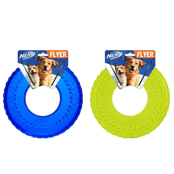 Nerf Dog TPR Tire Flyer Durable Frisbee for Medium & Large Dogs, Assorted Flyers, 10 inch