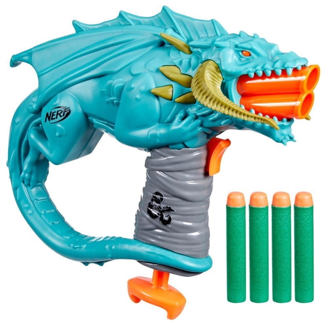 Nerf Dungeons & Dragons Rakor Dart Blaster with 4 Elite 2.0 Darts Kids Toys for Outdoor Summer Games Ages 8 and Up