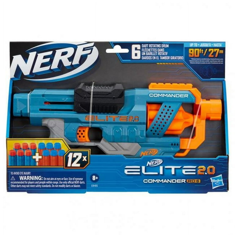 Nerf Elite 2.0 Commander RD-6 Blaster, 12 Official Nerf Darts, 6-Dart  Rotating Drum, Tactical Rails, Barrel and Stock Attachment Points 
