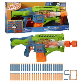 Nerf Elite 2.0 Double Punch Motorized Electronic Blaster, Outdoor, 50 Elite Darts, 2x 10-Dart Clips