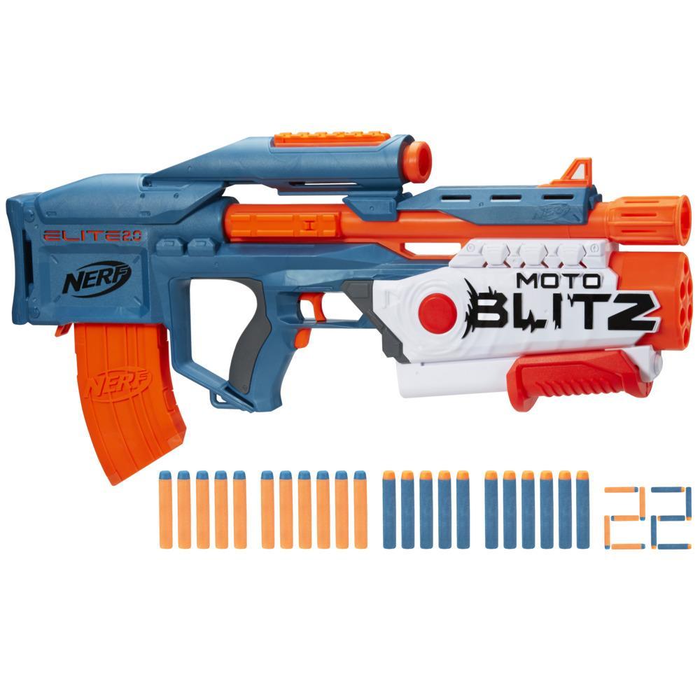Nerf Elite 2.0 Motoblitz CS-10 Blaster, Motorized 10-Dart Blasting, Airblitz 6 Darts At Once, Clip, 22 Elite Darts - image 1 of 7