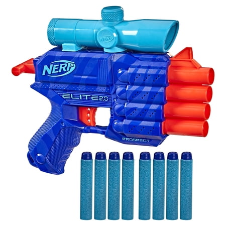 Nerf Elite 2.0 Prospect QS-4 Blaster, Wild Edition Color Design, 8 Nerf Elite Darts