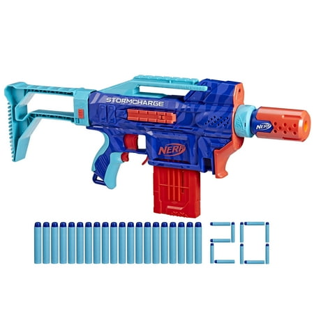 Nerf Elite 2.0 Stormcharge Motorized Blaster, 20 Nerf Elite Darts, 10-Dart Clip, Stock, Barrel