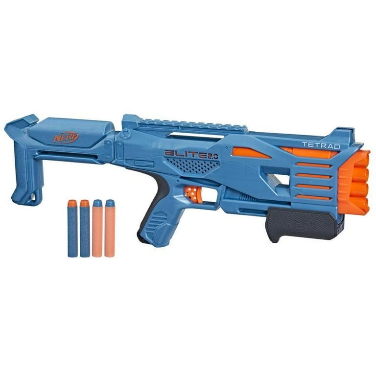 Nerf Elite トイガンセット 4丁 Nerf Elite 2.0 Tetrad QS-4 Blaster, 4 Nerf Elite Darts, 4-Barrel