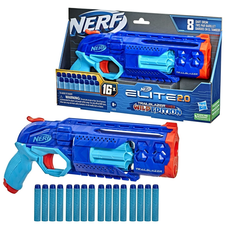 Nerf Elite 2.0 Trailblazer RD-8 Blaster, Wild Edition Color Design, 16 Nerf  Elite Darts 