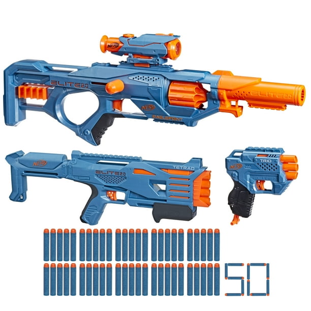 Nerf Elite 2.0 Ultimate Blaster Pack, 3 Blasters, 50 Nerf Elite