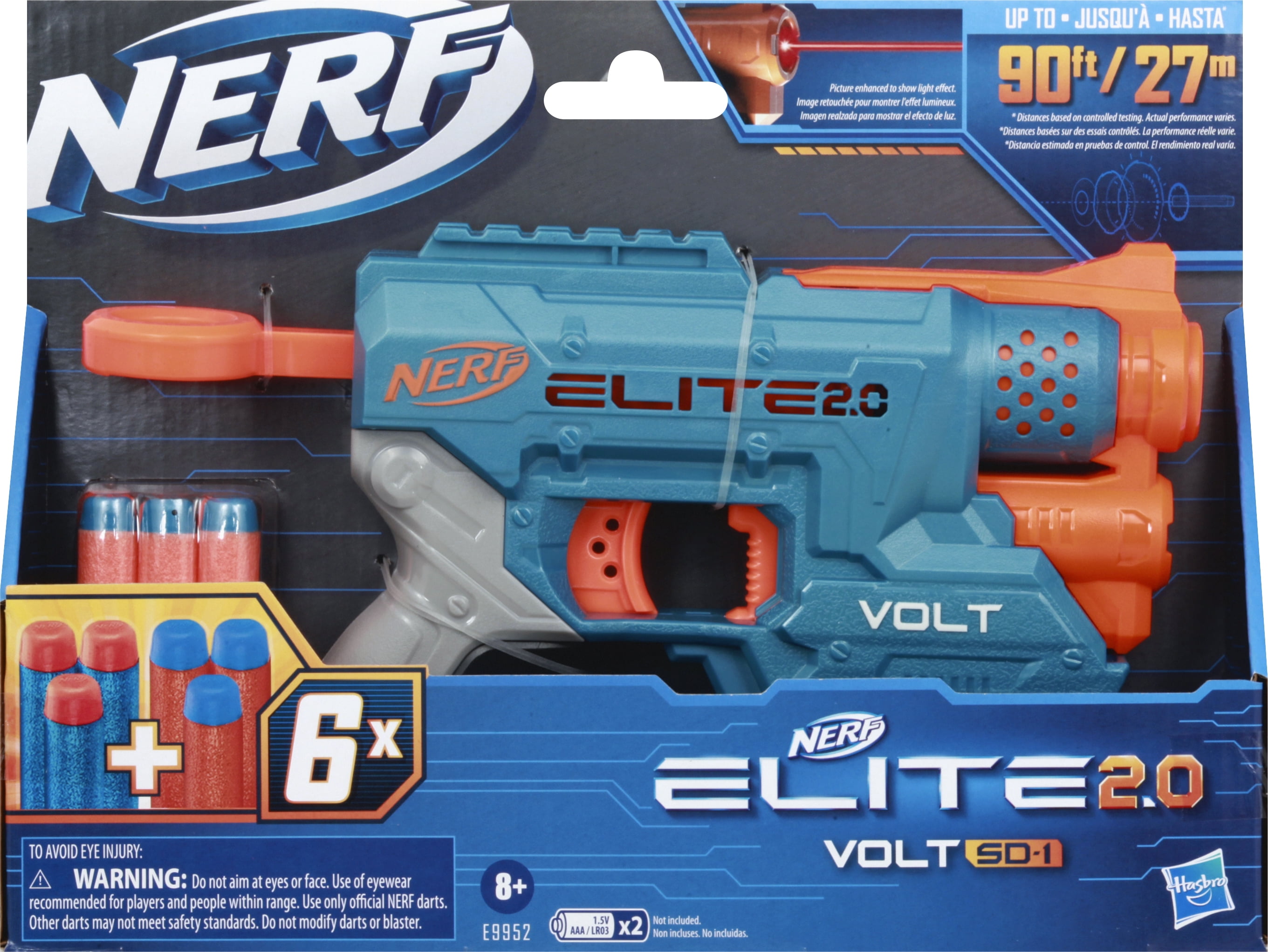 Nerf Elite 2.0 Volt SD 1 Dart Blaster with 6 Darts Kids Toys for Outdoor Summer Games Ages 8 and Up