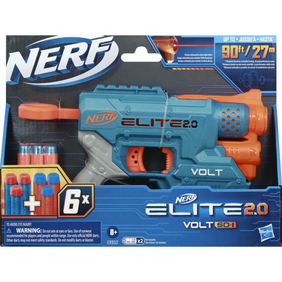 Nerf Elite 2.0 Volt SD 1 Dart Blaster with 6 Darts Kids Toys for Outdoor Summer Games Ages 8 and Up