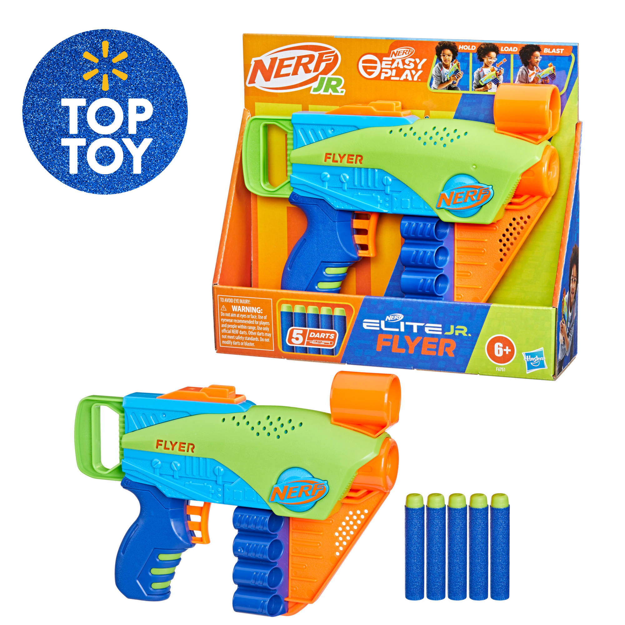 Nerf Elite Junior Flyer Foam Dart Blaster with 5 Darts Kids Toys for Outdoor Summer Games Ages 6 and Up Only At Walmart
