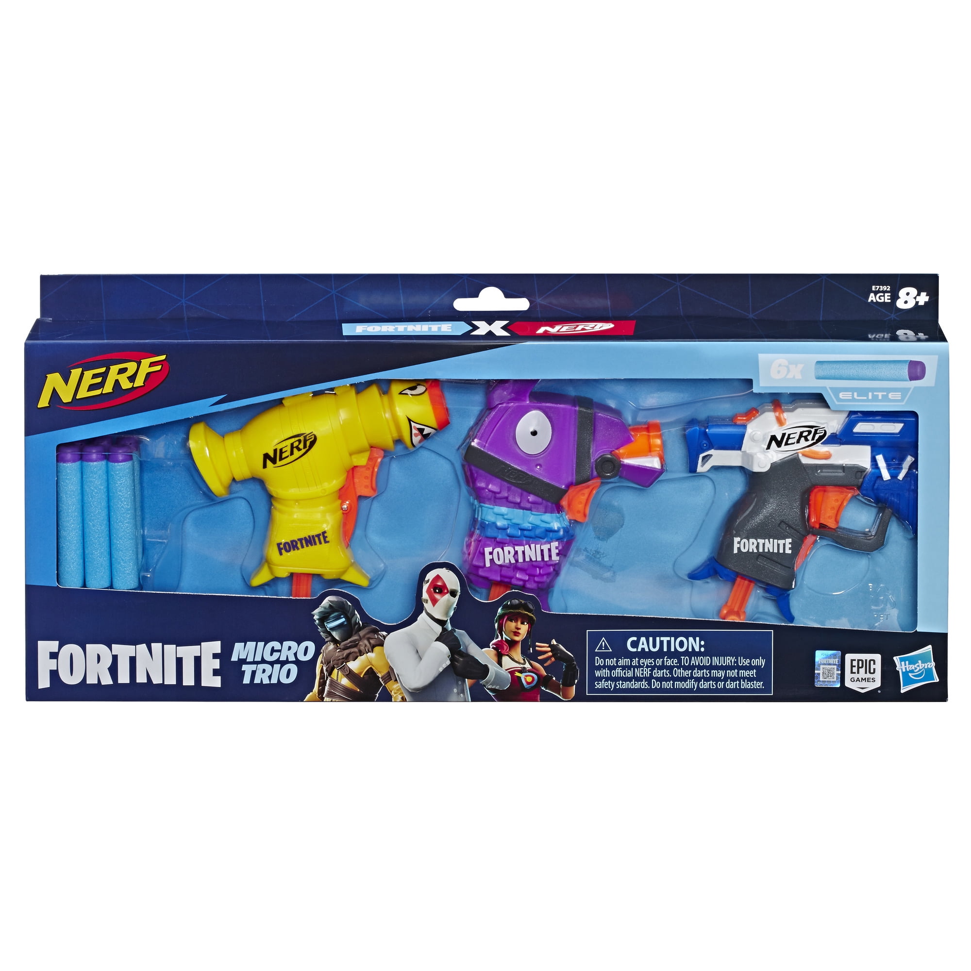 forår markør historie Nerf Fortnite 3 Dart-Firing Micro Trio, Includes 3 Blasters, 6 Official Nerf  Elite Darts - Walmart.com