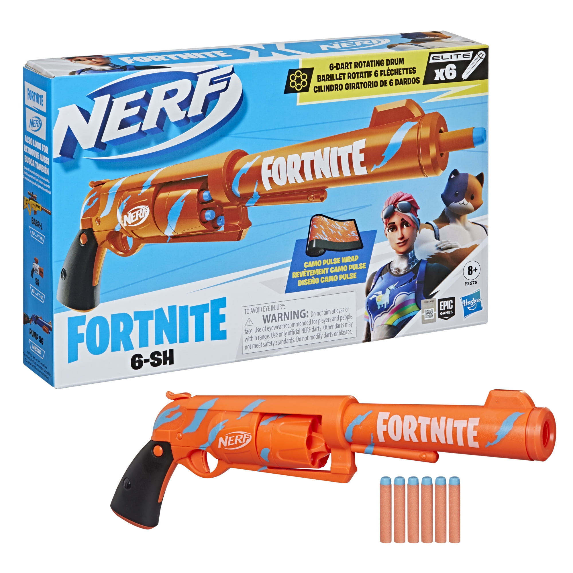 NERF FORTNITE トイガンセット ダーツ多数 Nerf Fortnite Dart Blaster, 6 SH Rotating Drum with 6 Elite