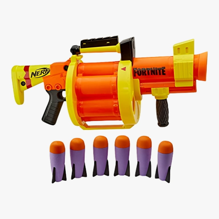 Nerf Fortnite GL Rocket Blaster, 6-Rocket Drum, Pump-to-Fire
