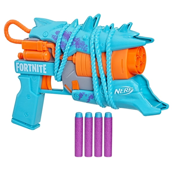 Open Box Nerf Fortnite Primal Blaster, 4 Elite Darts, Fortnite Dart Blaster