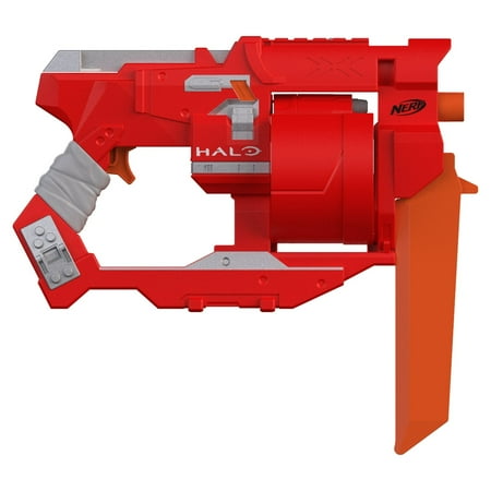 Nerf Halo Mangler Dart Blaster, Pull-Back Priming Handle, Includes 6 Darts