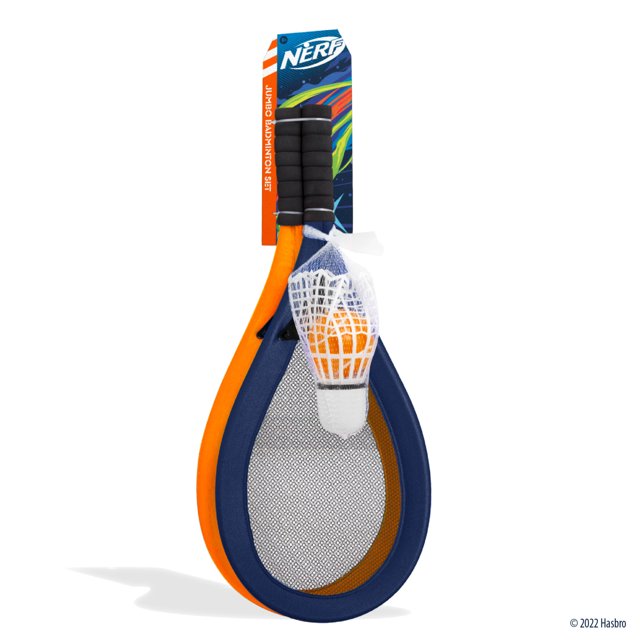 Nerf Jumbo Badminton Set, Includes 2 Oversized Racquets, Ball, and