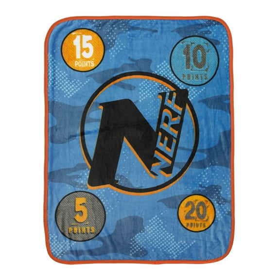 Nerf Kids Silky Soft Plush Throw Blanket, 40 x50, Blue, Hasbro