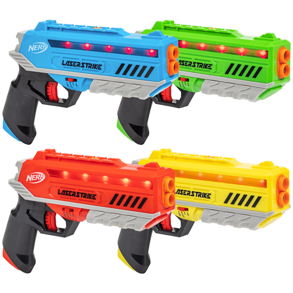 Nerf Laser Strike 4-Player Laser Tag Blaster Set, Indoor or Outdoor Game for Kids 8 years and up, Families, and Adults