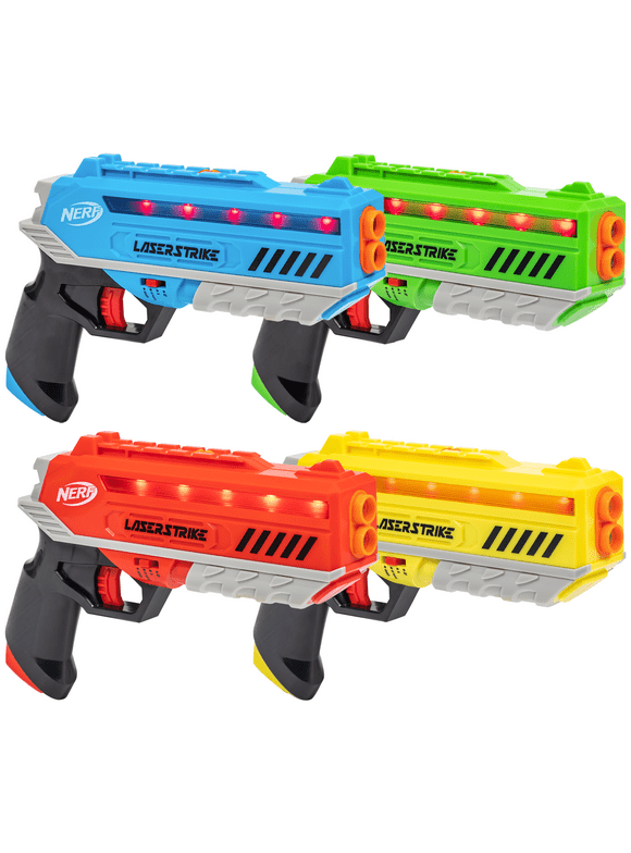 Nerf Laser Strike 4-Player Laser Tag Blaster Set, Indoor or Outdoor Game for Kids 8 years and up, Families, and Adults