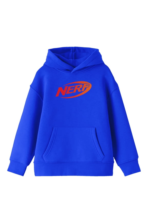 Nerf Logo Long Sleeve Royal Blue Boy's Hooded Sweatshirt-Medium